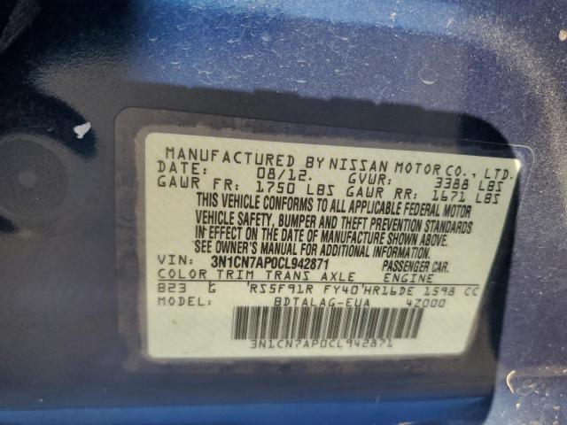 Photo 10 from auction – 2012 NISSAN VERSA S with VIN 3N1CN7AP0CL942871