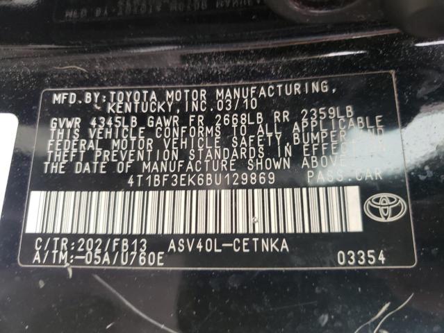Photo 10 from auction – 2011 TOYOTA CAMRY BASE with VIN 4T1BF3EK6BU129869