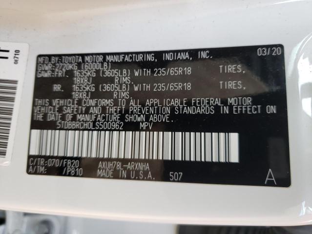 Photo 10 from auction – 2020 TOYOTA HIGHLANDER with VIN 5TDBBRCH0LS500962