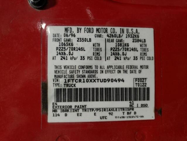 Foto 10 de la subasta – 1996 FORD RANGER con VIN 1FTCR10XXTUD90494