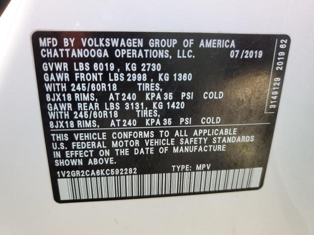 Photo 10 from auction – 2019 VOLKSWAGEN ATLAS S with VIN 1V2GR2CA6KC592282