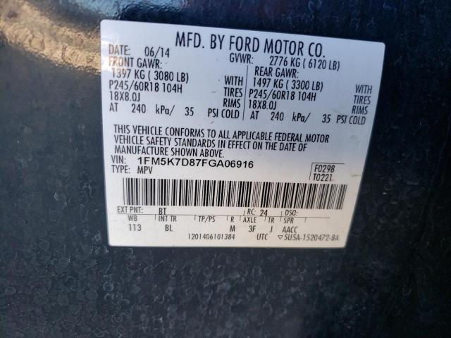 Photo 10 from auction – 2015 FORD EXPLORER with VIN 1FM5K7D87FGA06916