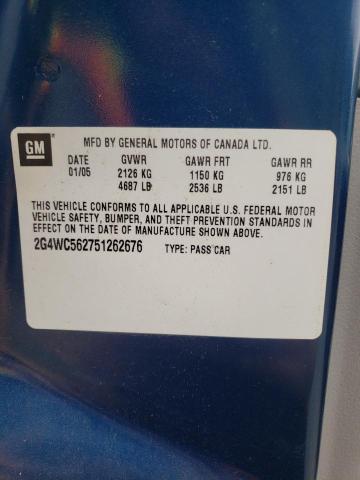 Photo 10 from auction – 2005 BUICK LACROSSE C with VIN 2G4WC562751262676