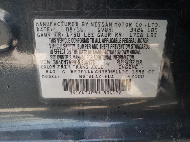 Photo 10 from auction – 2017 NISSAN VERSA S with VIN 3N1CN7AP9HL806178