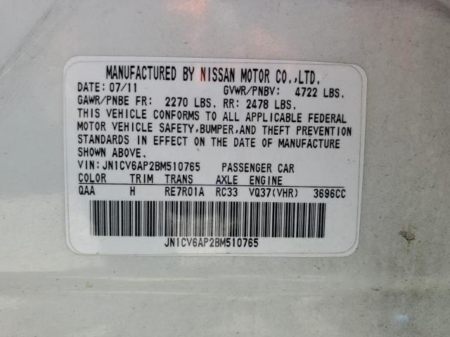 Photo 10 from auction – 2011 INFINITI G37 BASE with VIN JN1CV6AP2BM510765