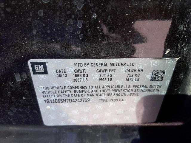 Photo 10 from auction – 2013 CHEVROLET SONIC LT with VIN 1G1JC6SH7D4242759