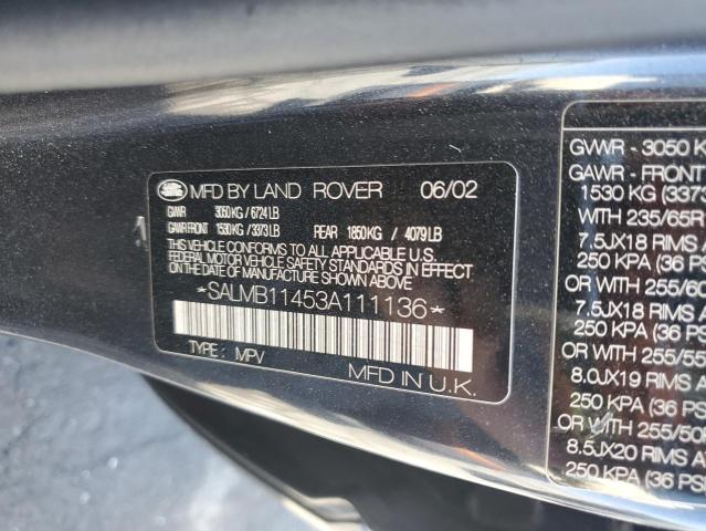 Photo 10 from auction – 2003 LAND ROVER RANGE ROVE with VIN SALMB11453A111136