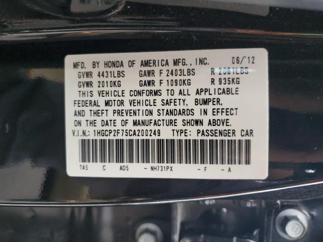 Photo 10 from auction – 2012 HONDA ACCORD EX with VIN 1HGCP2F75CA200249