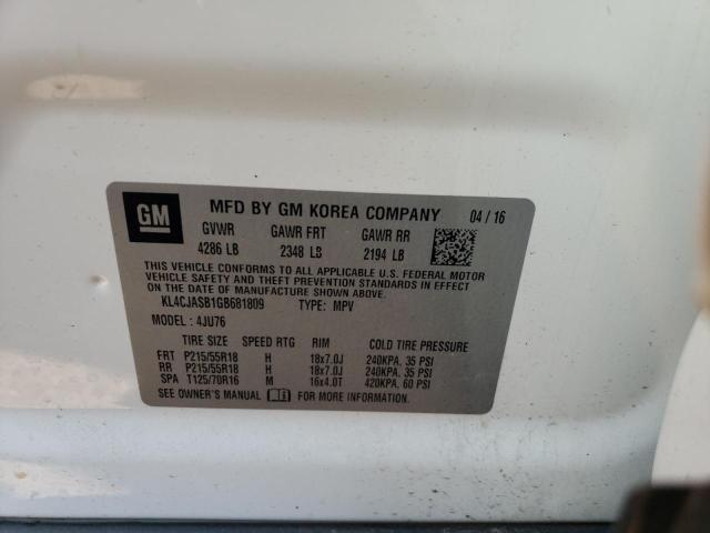 Photo 10 from auction – 2016 BUICK ENCORE with VIN KL4CJASB1GB681809