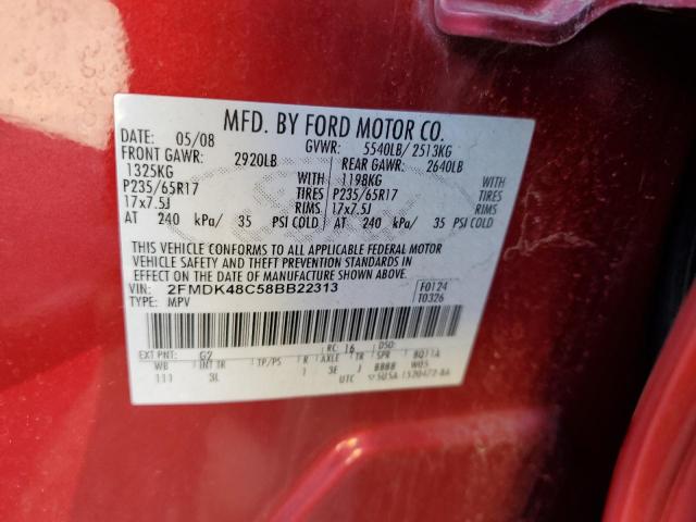 Photo 10 from auction – 2008 FORD EDGE SEL with VIN 2FMDK48C58BB22313