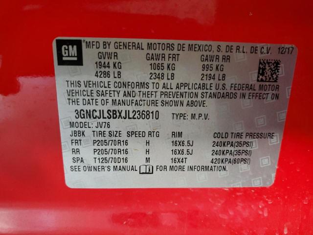 Photo 10 from auction – 2018 CHEVROLET TRAX 1LT with VIN 3GNCJLSBXJL236810