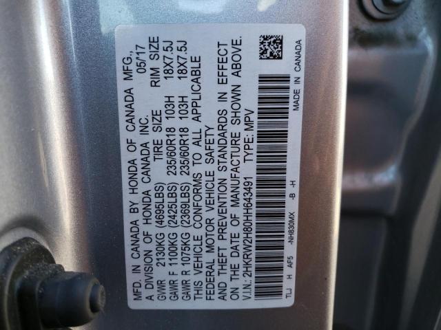 Photo 10 from auction – 2017 HONDA CR-V EXL with VIN 2HKRW2H80HH643491