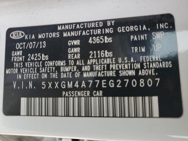 Photo 10 from auction – 2014 KIA OPTIMA LX with VIN 5XXGM4A77EG270807