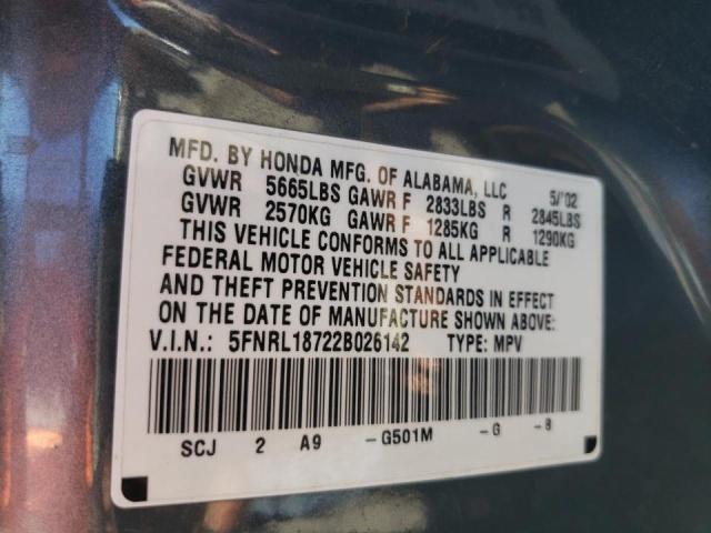 Photo 10 from auction – 2002 HONDA ODYSSEY EX with VIN 5FNRL18722B026142