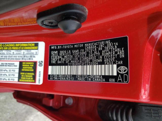 Photo 10 from auction – 2015 TOYOTA COROLLA L with VIN 2T1BURHE4FC232004