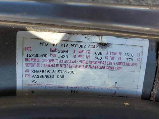 Photo 10 from auction – 2001 KIA SPECTRA GS with VIN KNAFB161815035798
