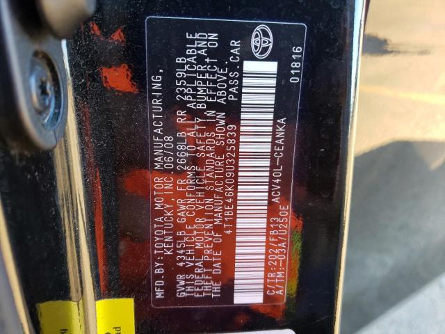 Photo 10 from auction – 2009 TOYOTA CAMRY BASE with VIN 4T1BE46K09U325839