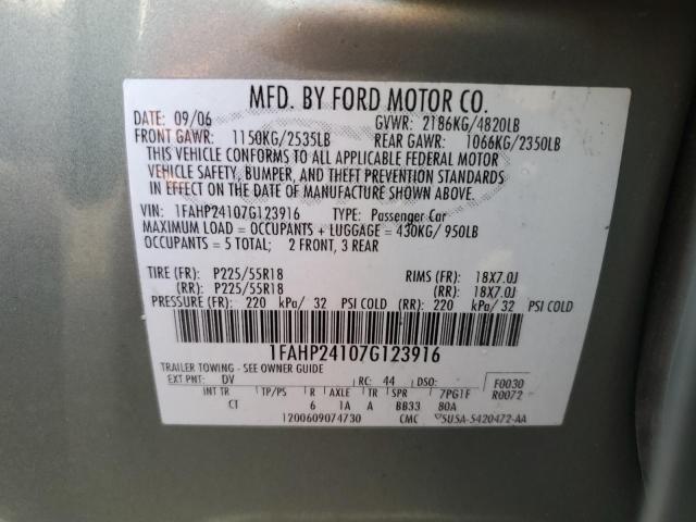Photo 10 from auction – 2007 FORD FIVE HUNDR with VIN 1FAHP24107G123916
