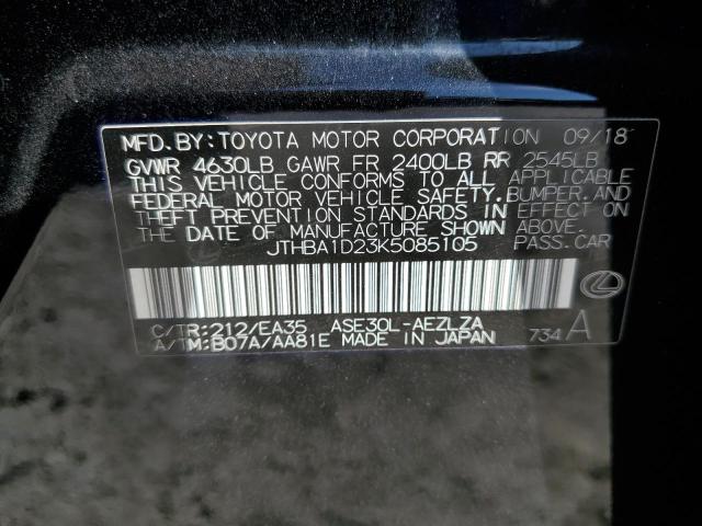 Photo 10 from auction – 2019 LEXUS IS 300 with VIN JTHBA1D23K5085105