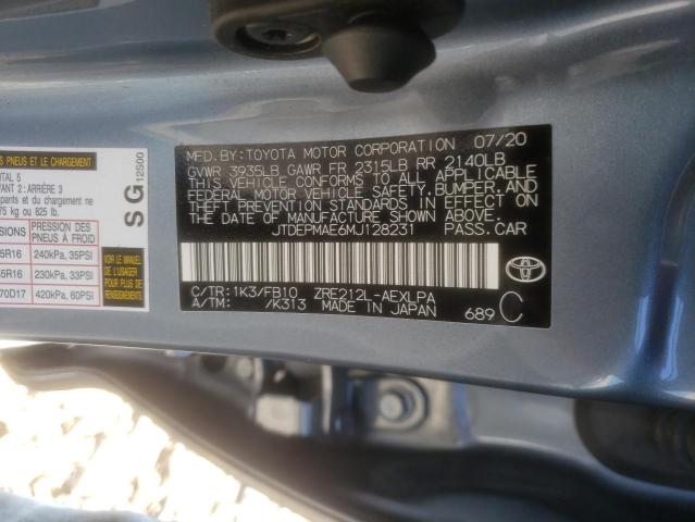 Photo 10 from auction – 2021 TOYOTA COROLLA LE with VIN JTDEPMAE6MJ128231