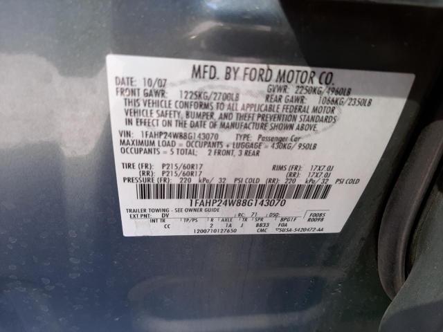 Photo 10 from auction – 2008 FORD TAURUS SEL with VIN 1FAHP24W88G143070