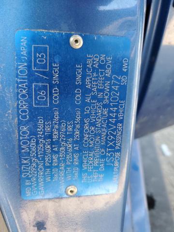 Photo 10 from auction – 2004 SUZUKI XL7 EX with VIN JS3TX92V444102472
