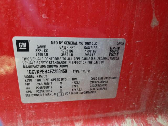 Photo 10 from auction – 2015 CHEVROLET SILVERADO with VIN 1GCVKPEH4FZ358469