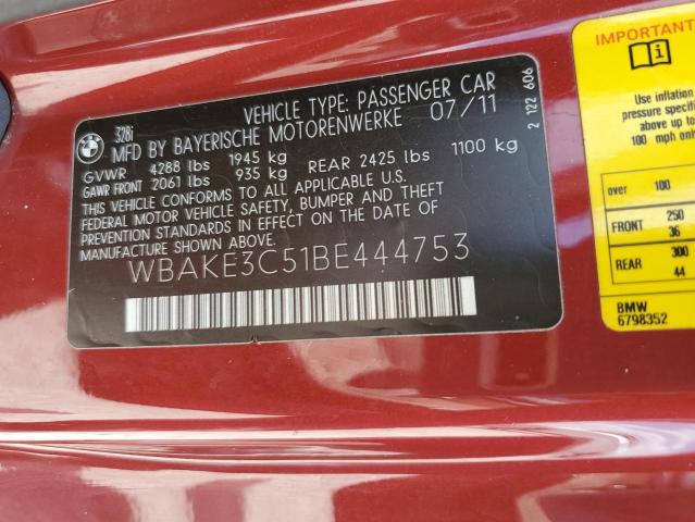 Photo 10 from auction – 2011 BMW 328 I with VIN WBAKE3C51BE444753