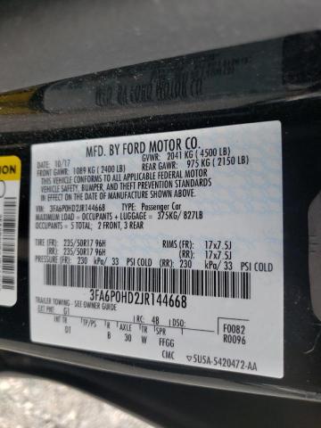 Photo 10 from auction – 2018 FORD FUSION SE with VIN 3FA6P0HD2JR144668