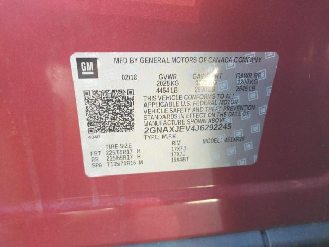 Photo 10 from auction – 2018 CHEVROLET EQUINOX LT with VIN 2GNAXJEV4J6292245