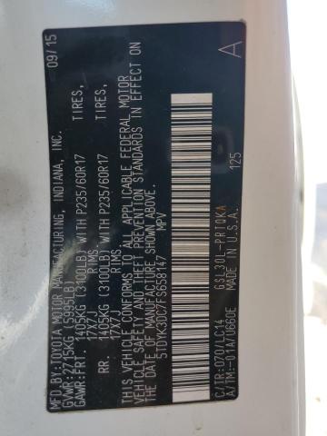 Photo 10 from auction – 2015 TOYOTA SIENNA XLE with VIN 5TDYK3DC7FS658147