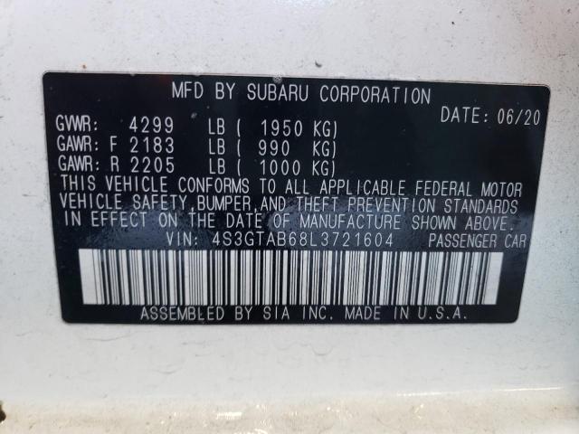 Photo 10 from auction – 2020 SUBARU IMPREZA with VIN 4S3GTAB68L3721604