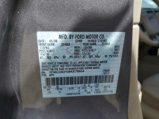Photo 10 from auction – 2008 FORD ESCAPE XLT with VIN 1FMCU93108KE78604
