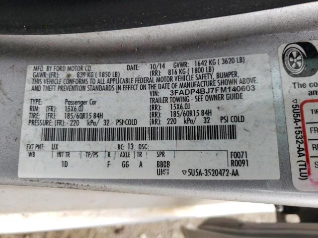 Photo 10 from auction – 2015 FORD FIESTA SE with VIN 3FADP4BJ7FM140603