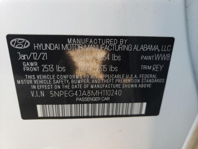 Photo 10 from auction – 2021 HYUNDAI SONATA SE with VIN 5NPEG4JA8MH110240