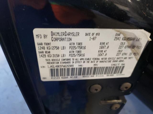 Photo 10 from auction – 2007 JEEP LIBERTY SP with VIN 1J4GL48K97W626909