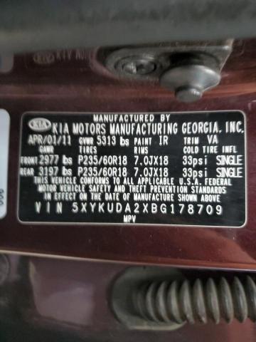Photo 10 from auction – 2011 KIA SORENTO EX with VIN 5XYKUDA2XBG178709