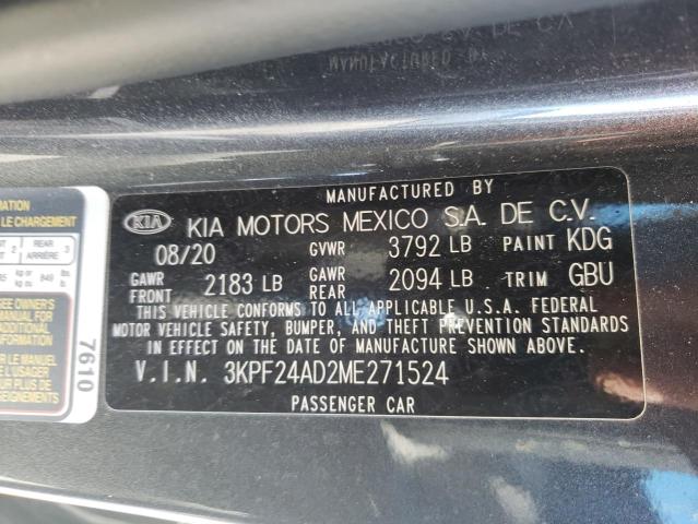 Photo 10 from auction – 2021 KIA FORTE FE with VIN 3KPF24AD2ME271524