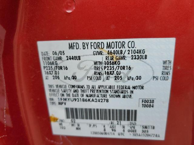 Photo 10 from auction – 2006 FORD ESCAPE with VIN 1FMYU93186KA24278