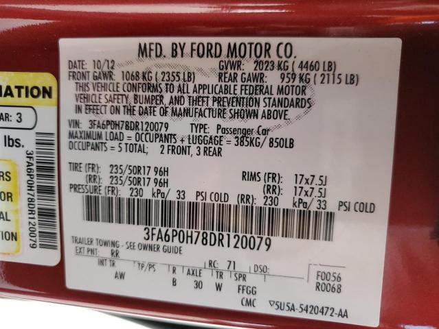 Photo 10 from auction – 2013 FORD FUSION SE with VIN 3FA6P0H78DR120079