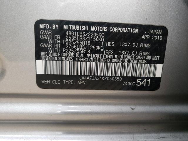 Photo 10 from auction – 2019 MITSUBISHI OUTLANDER with VIN JA4AZ3A34KZ050350