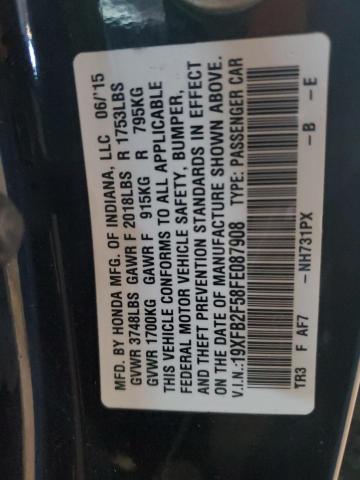 Photo 10 from auction – 2015 HONDA CIVIC LX with VIN 19XFB2F58FE087908
