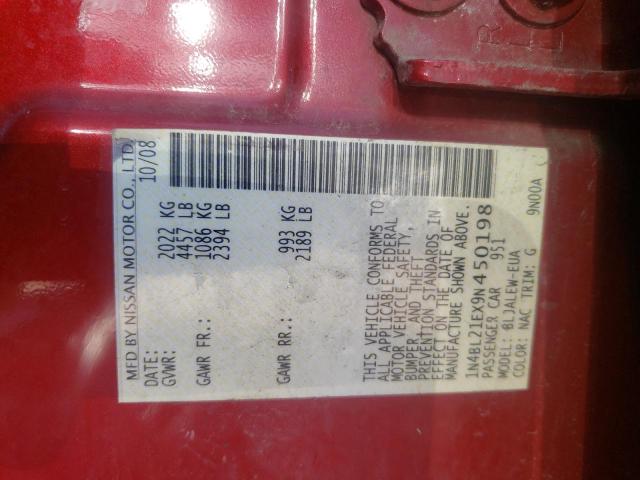 Photo 10 from auction – 2009 NISSAN ALTIMA 3.5 with VIN 1N4BL21EX9N450198