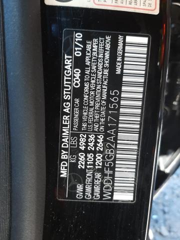 Photo 10 from auction – 2010 MERCEDES-BENZ E 350 with VIN WDDHF5GB2AA171565