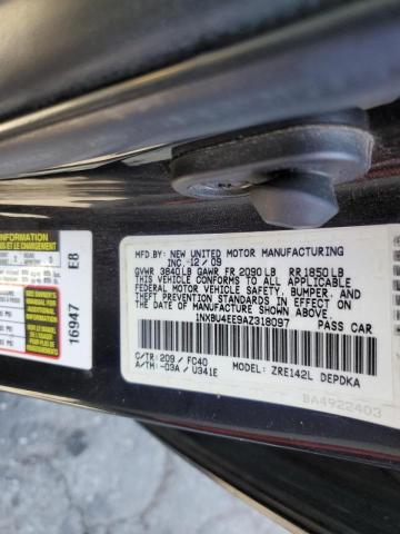 Photo 10 from auction – 2010 TOYOTA COROLLA BA with VIN 1NXBU4EE9AZ318097