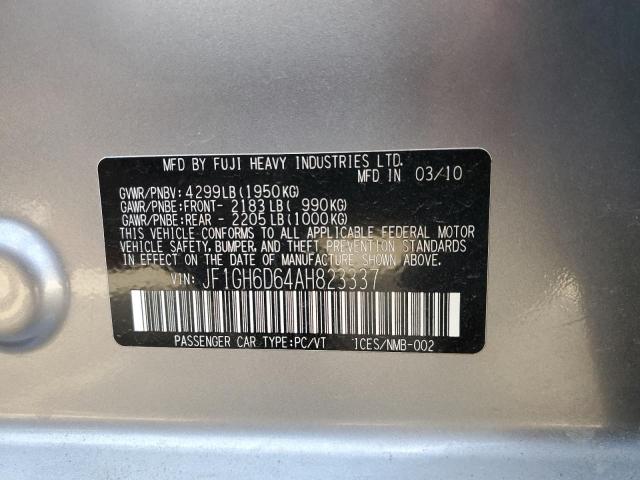 Foto 10 de la subasta – 2010 SUBARU IMPREZA OU con VIN JF1GH6D64AH823337