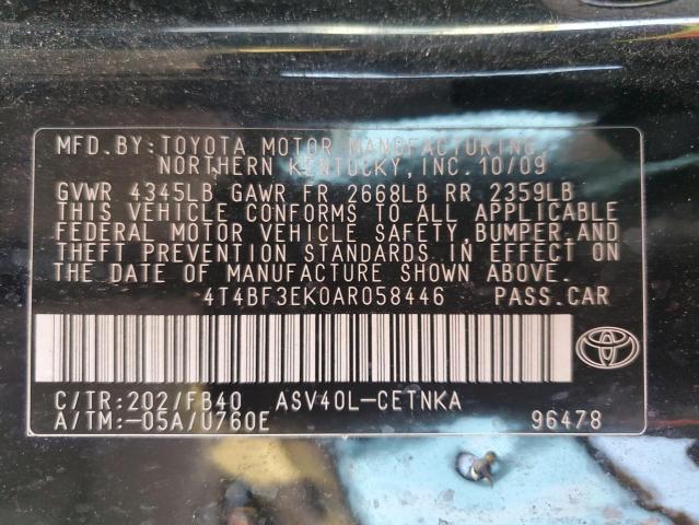Photo 10 from auction – 2010 TOYOTA CAMRY BASE with VIN 4T4BF3EK0AR058446