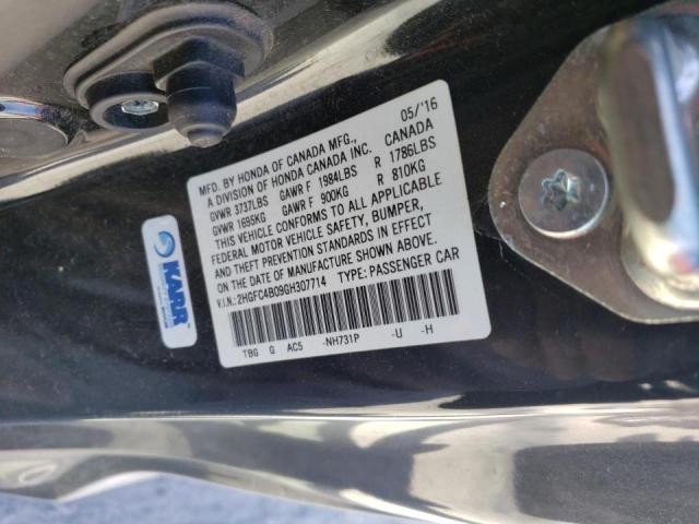 Photo 10 from auction – 2016 HONDA CIVIC LX with VIN 2HGFC4B09GH307714