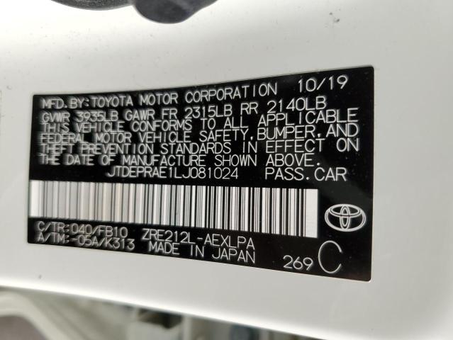 Photo 10 from auction – 2020 TOYOTA COROLLA LE with VIN JTDEPRAE1LJ081024