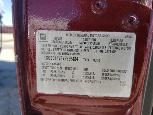 Photo 10 from auction – 2000 CHEVROLET SILVERADO with VIN 1GCEC14V3YZ365434